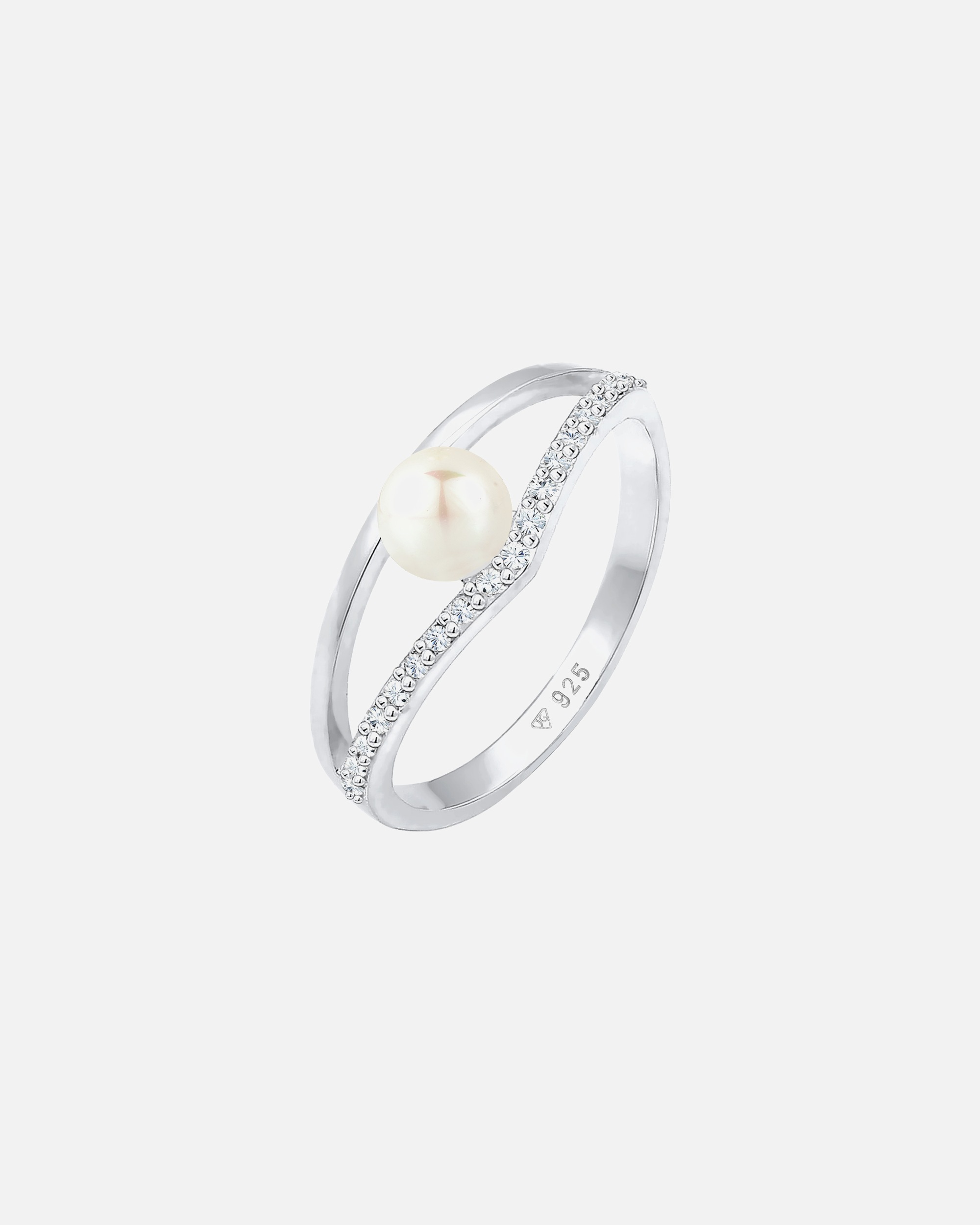 Dámske elegantné náušnice Elli s geometrickým dizajnom, sladkovodnými kultivovanými perlami a kryštálmi zo striebra 925, pozlátené.