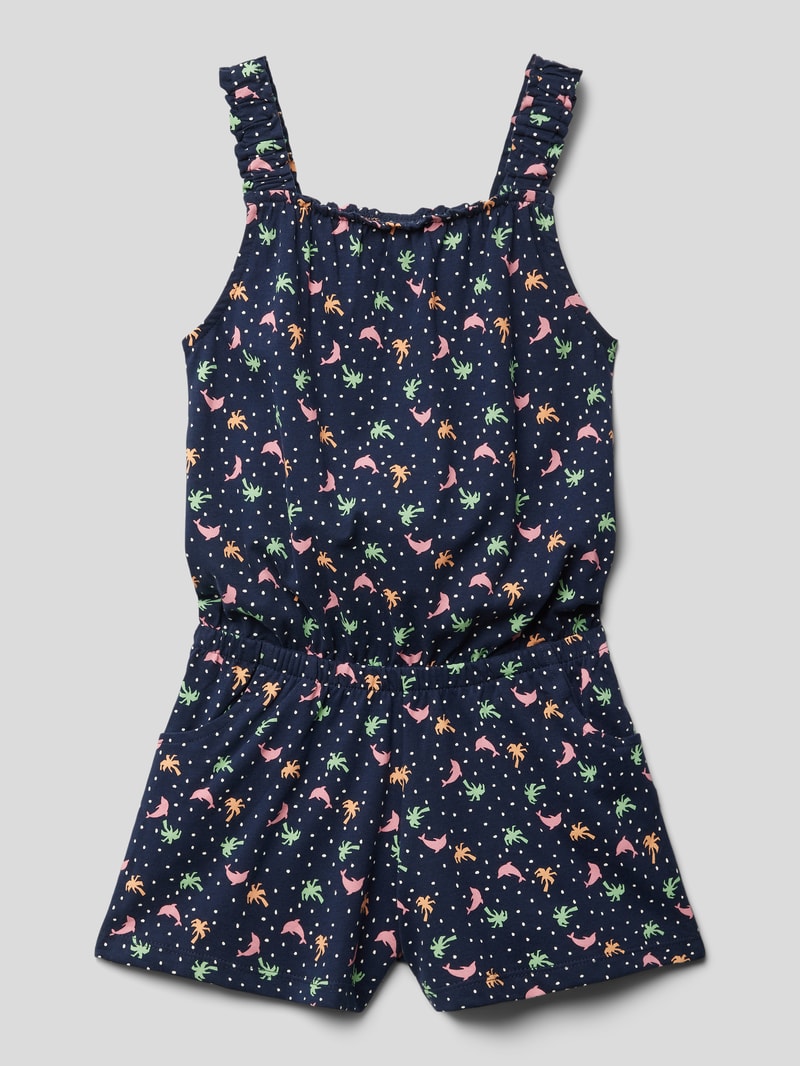 Playsuit mit Allover-Print in marineblau