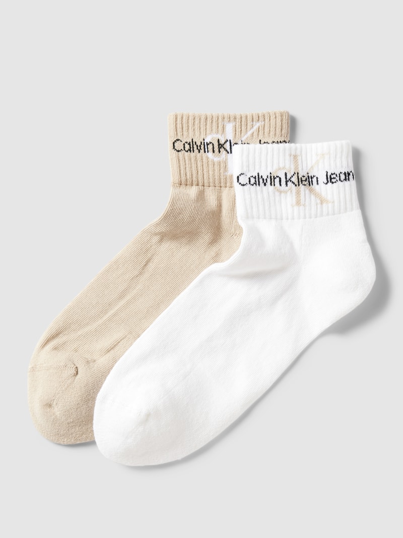Socken mit Label-Detail Modell 'QUARTER' im 2er-Pack in taupe