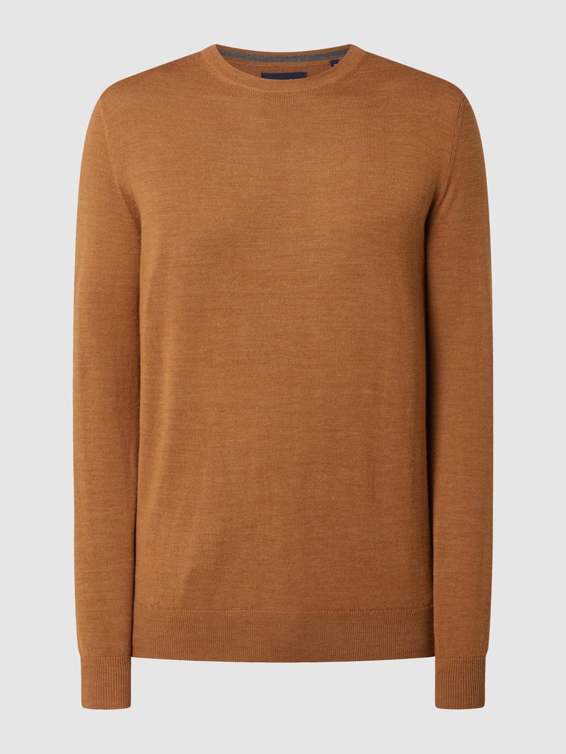 Pullover aus Merinowollmischung in cognac meliert