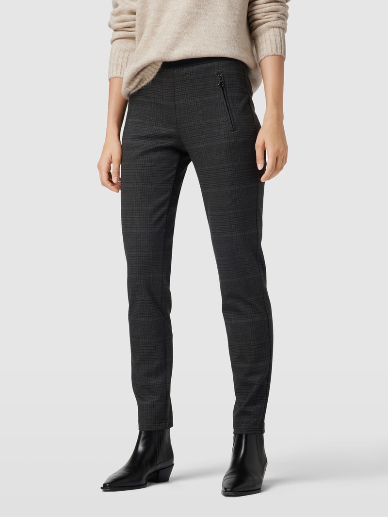 Skinny Fit Stoffhose mit Glencheck-Muster in dunkelbraun