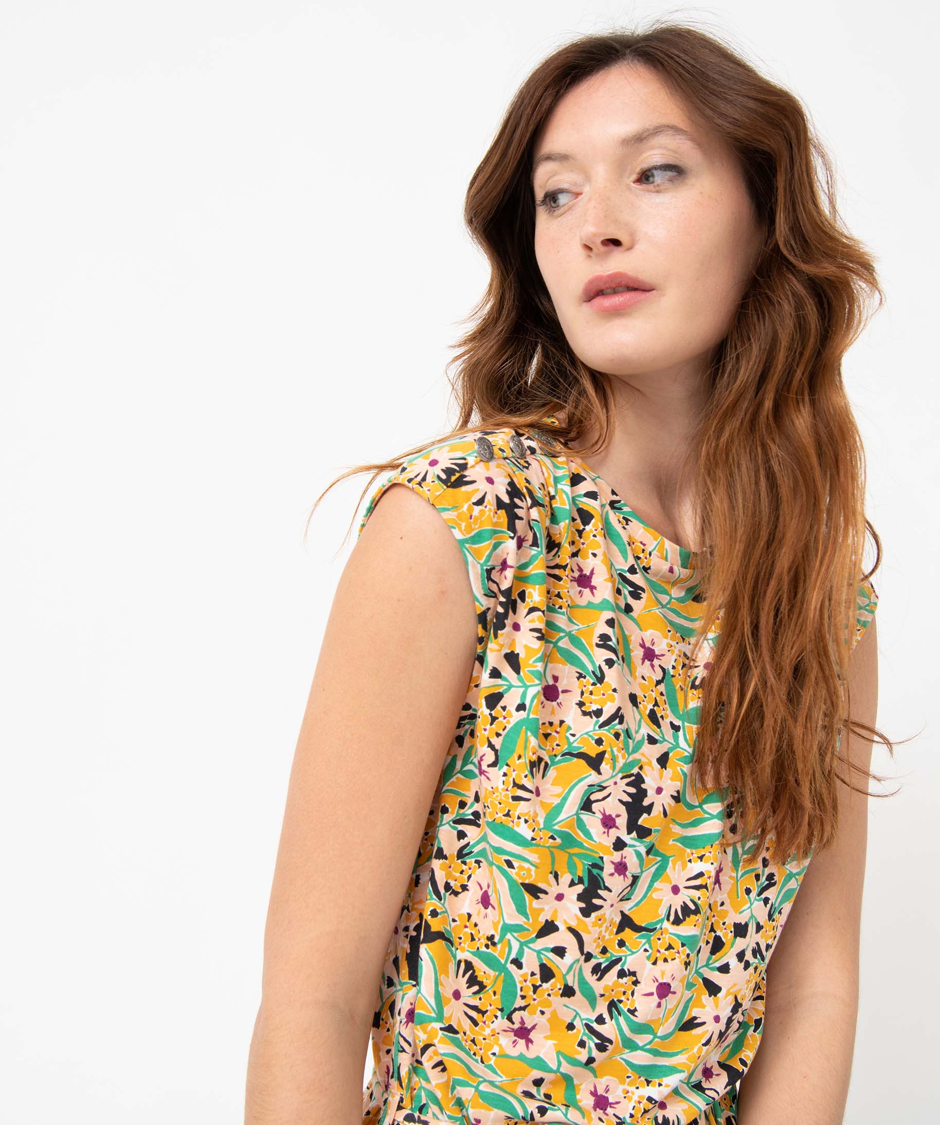 Robe femme imprimée en maille fluide coupe courte imprime | GEMO
