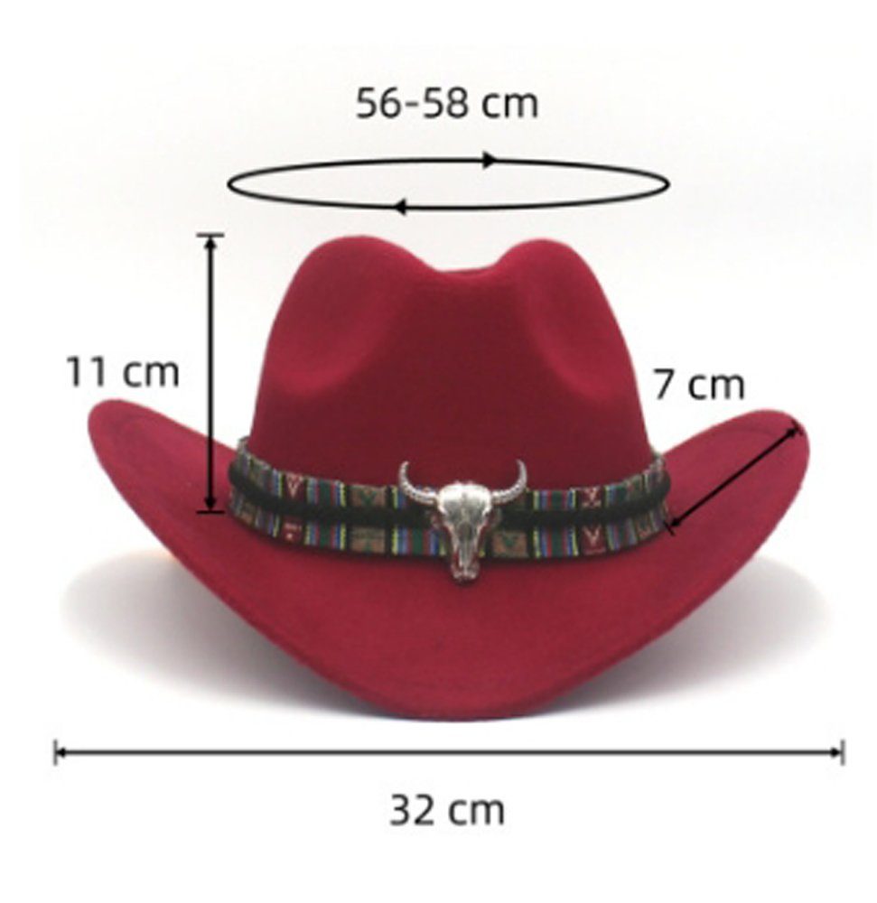 HOHEA H Cowboyhut Stilvoller und eleganter Cowboyhut für Herren (1-St) Western-Cowboyhut-Jazzhut-Größe: 56-58