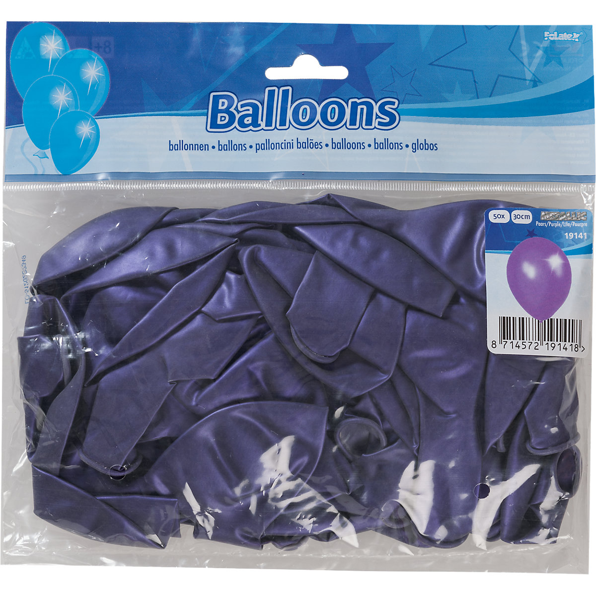 Luftballons metallic lila 30 cm, 50 Stück