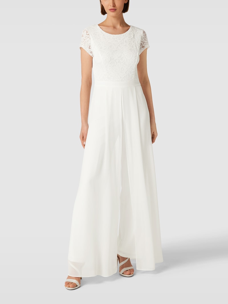 Jumpsuit mit floralem Strukturmuster in offwhite