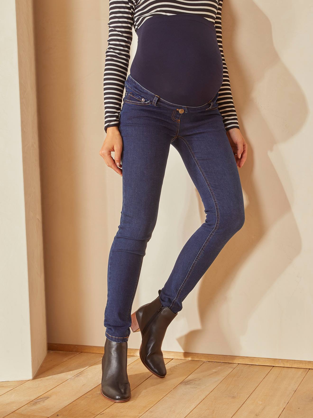 Vertbaudet Umstands-Jeans mit Stretch-Einsatz, Slim-Fit - mehrfarbig