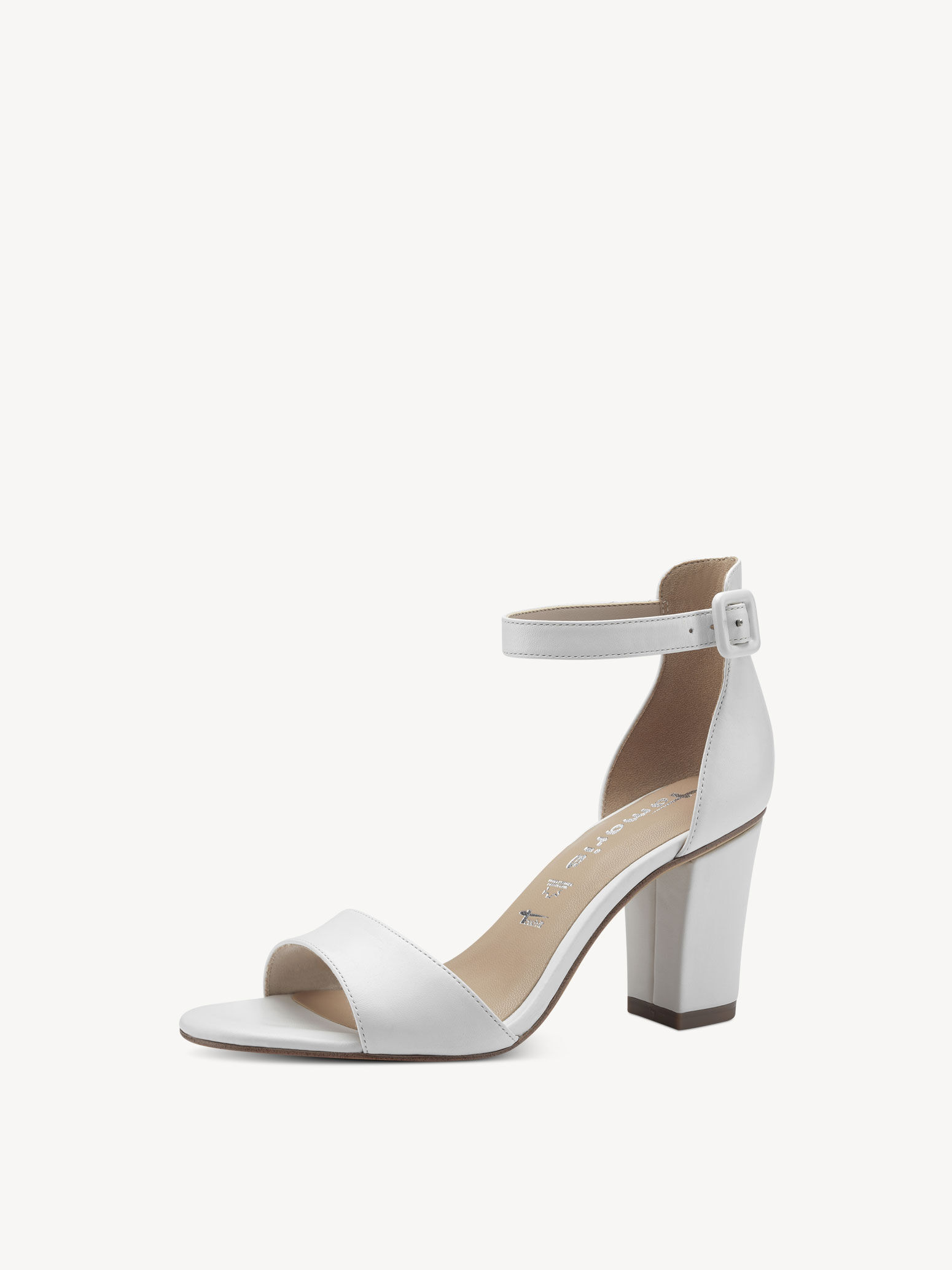 Sandale à talon en cuir - blanc