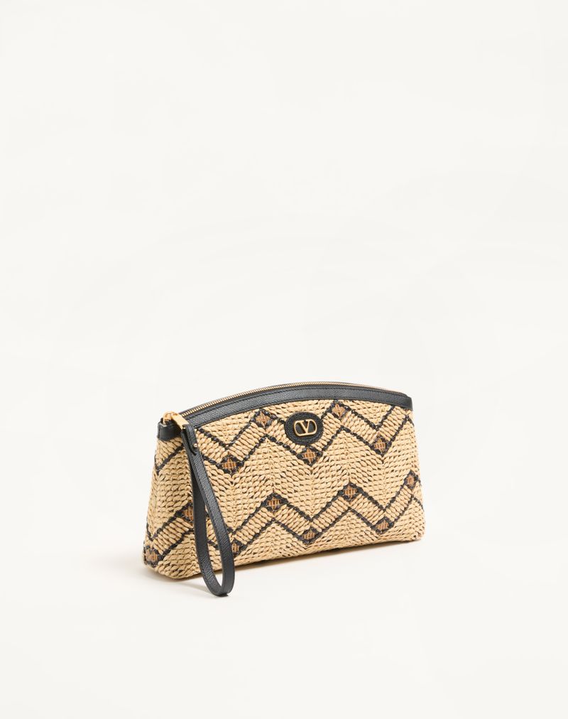 Valentino Garavani Raffia Clutch met geometrisch patroon