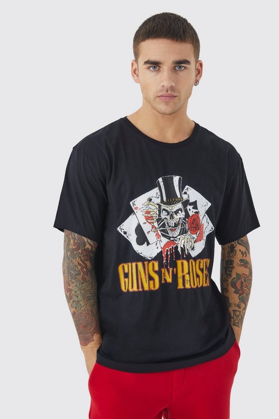 Oversize Batik T-Shirt mit Guns N Roses Print