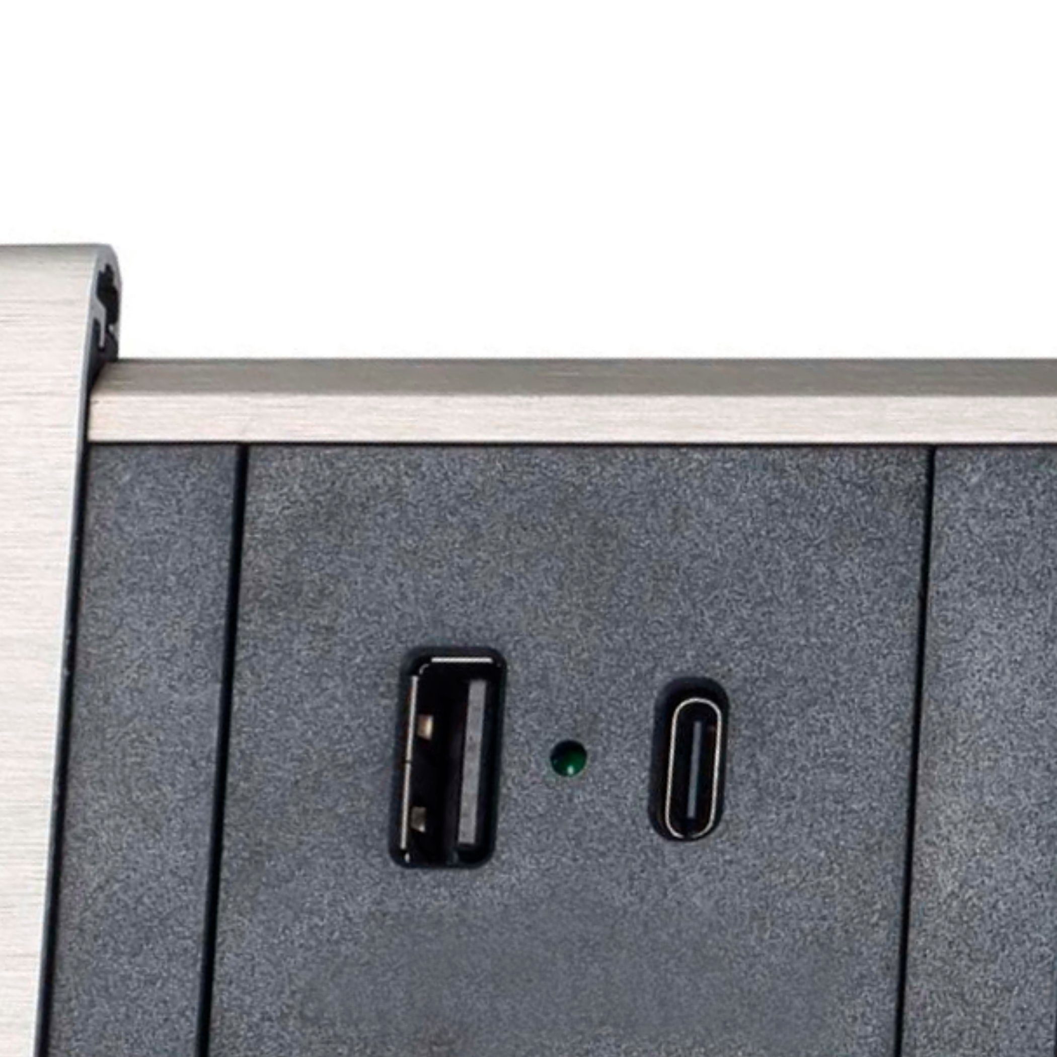 ADAKAT Einbau-Tischsteckdosenleiste 5-fach (3x Schutzkontakt-Steckdosen I 2x USB-Anschlüssen (USB-A + USB-C), Kabellänge 1.80 m)