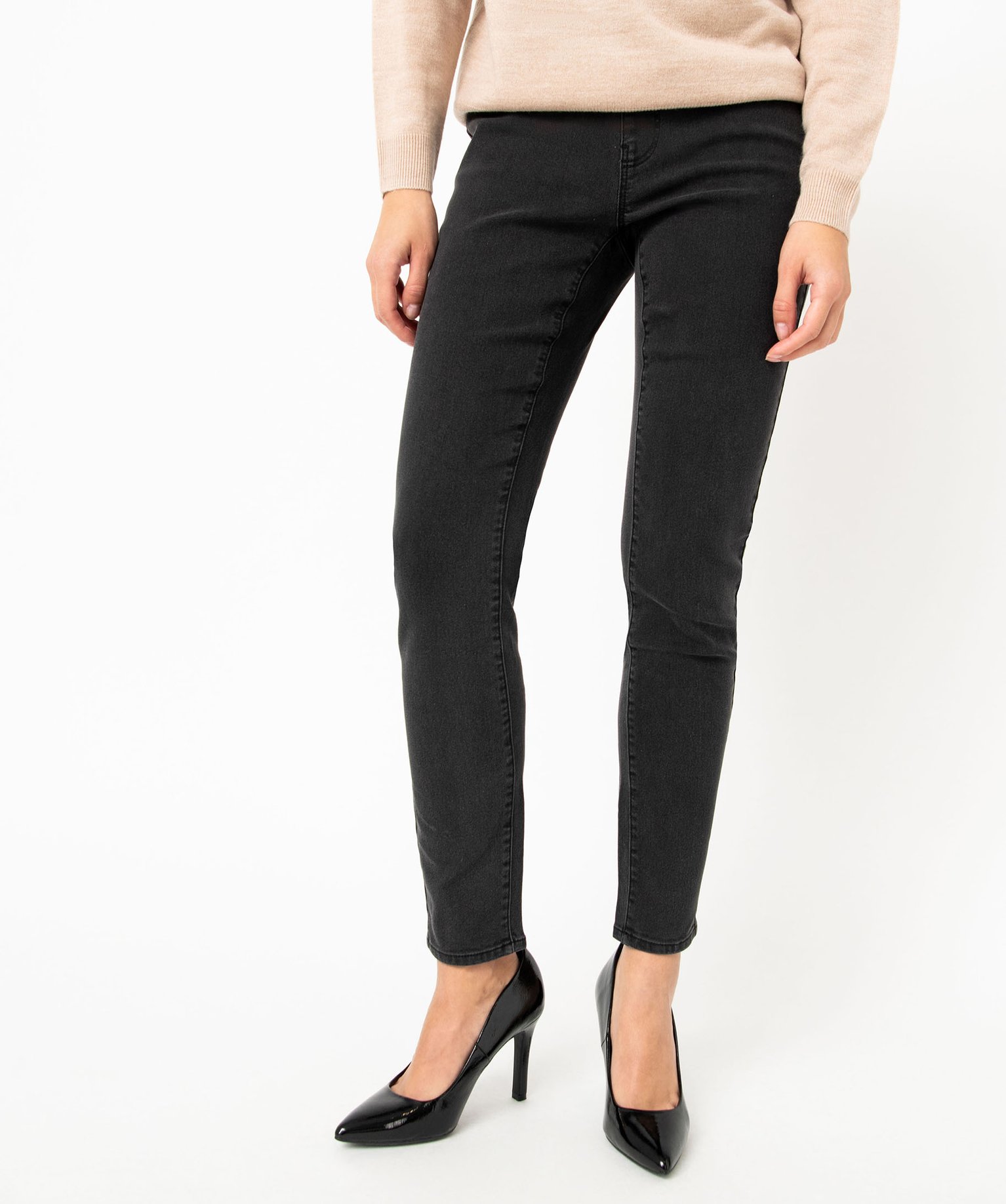 Jegging délavé avec taille élastique femme noir | GEMO