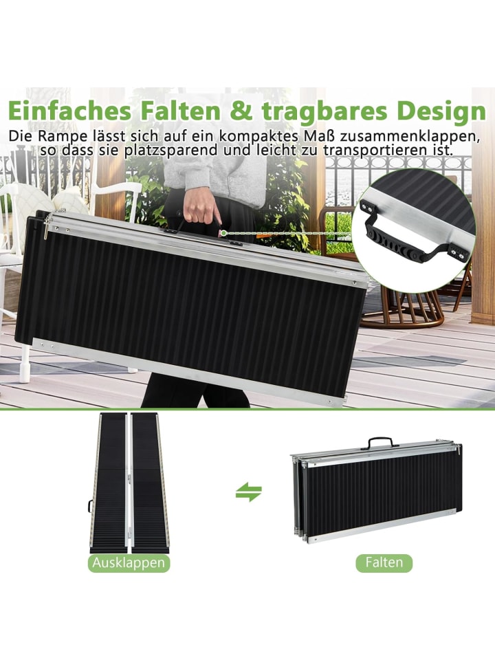 COSTWAY Rollstuhlrampe 183x74cm in Schwarz günstig kaufen onesize