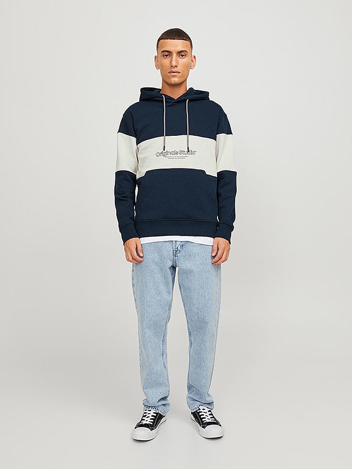 Jack & Jones Hoodie in Dunkelblau/ Weiß günstig kaufen L