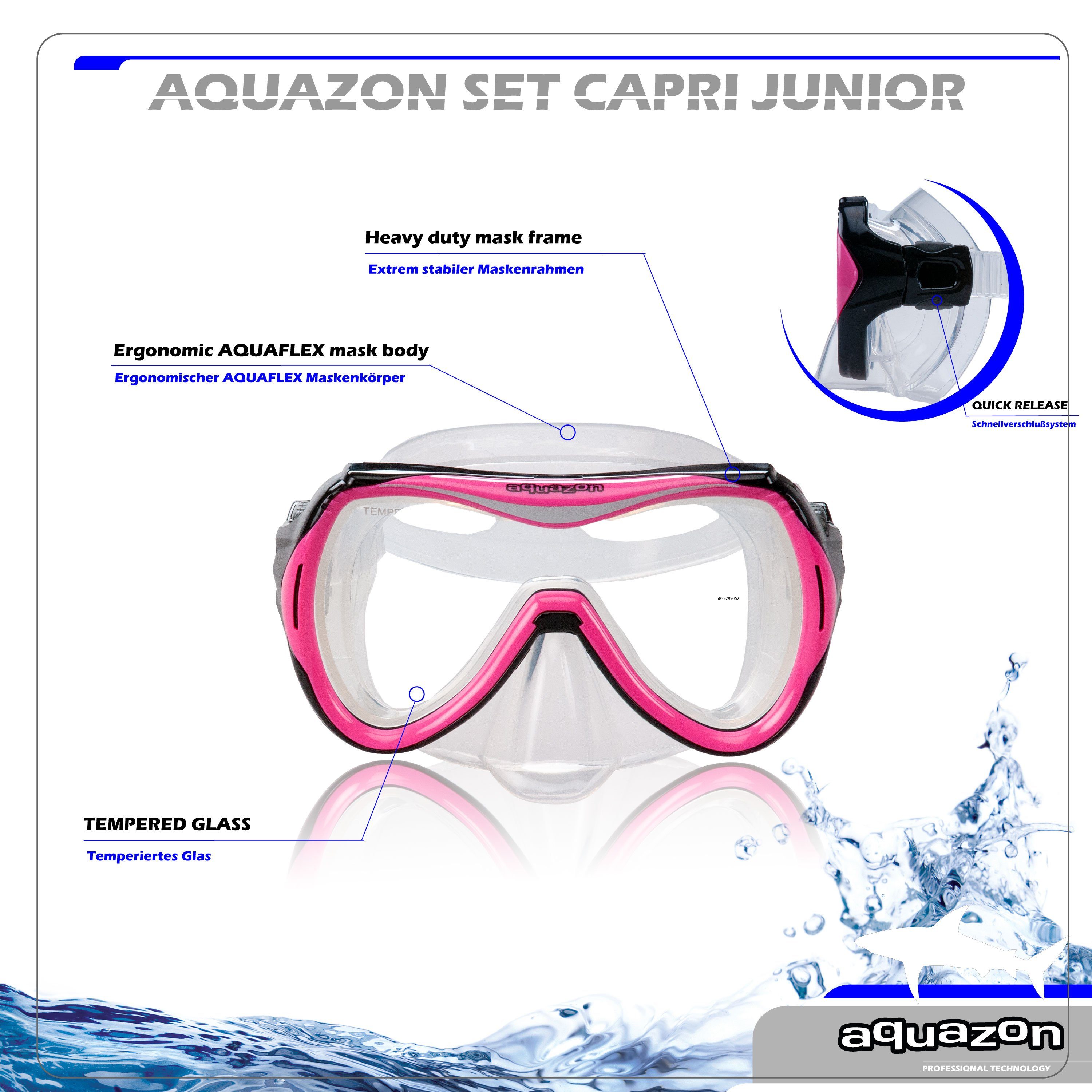 AQUAZON Taucherbrille CAPRI mit Schnorchel, hochwertiges Schnorchelset, Kinder