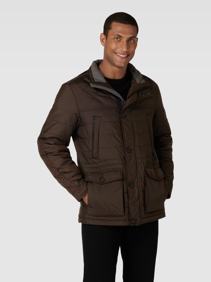 Steppjacke mit Stehkragen in dunkelbraun