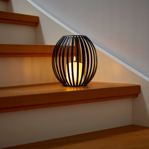 LED-Kerzenlaterne, schwarz