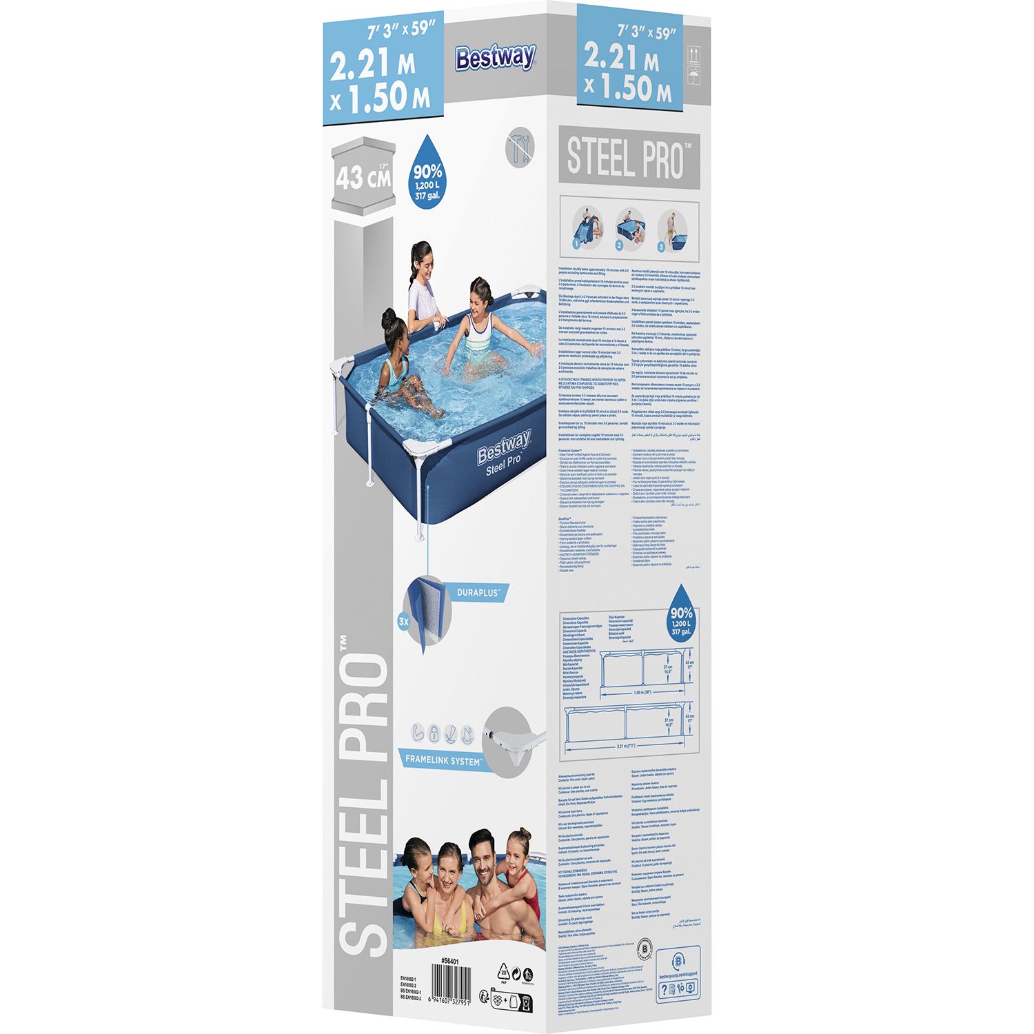 Bestway Steel Pro 221 x 150 Rahmen Pool