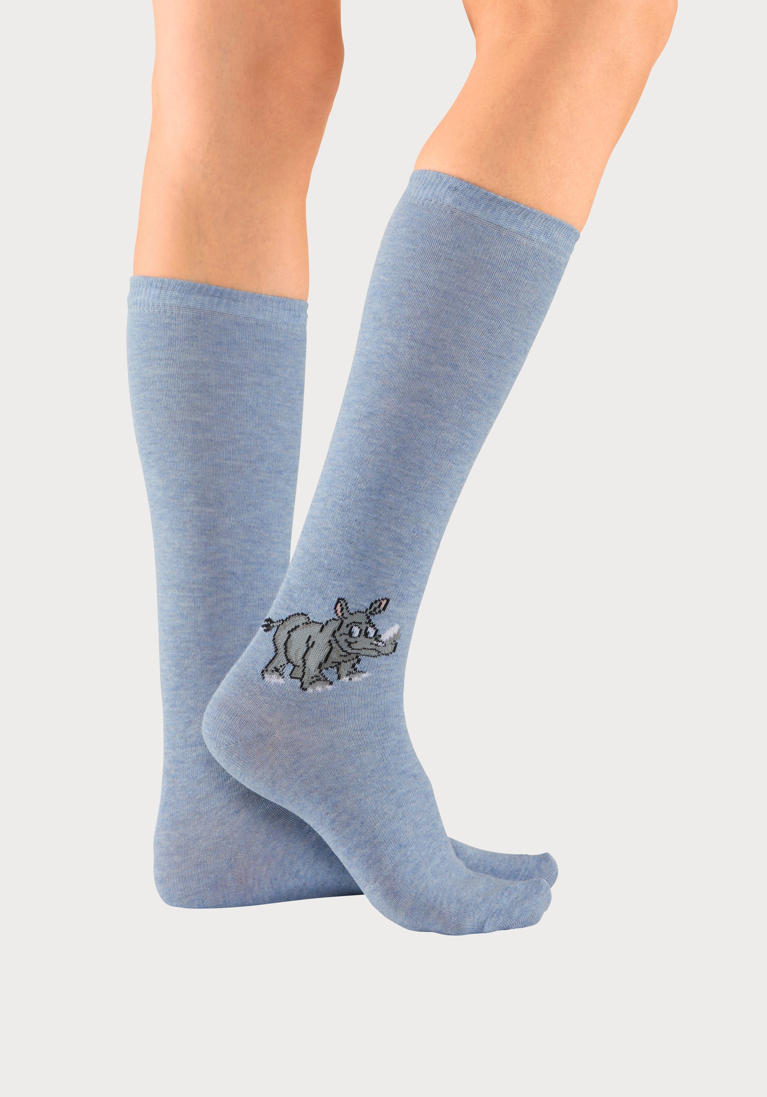 H.I.S Kniestrümpfe (5-Paar) mit eingestricktem Moriv