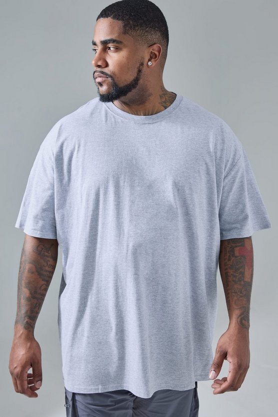 Plus Oversize Man Active T-Shirt mit One More Rep Print