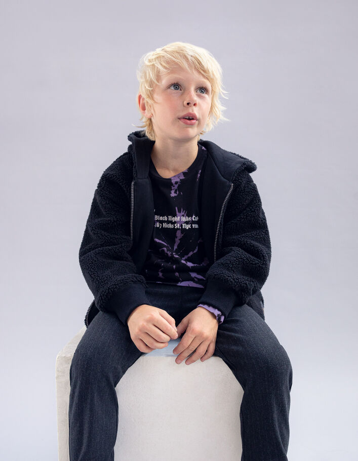 Cardigan réversible noir Sherpa et molleton garçon