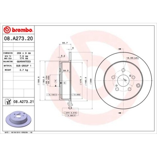 08.A273.21 BREMSSCHEIBE BREMBO HA  VP2 - ATU
