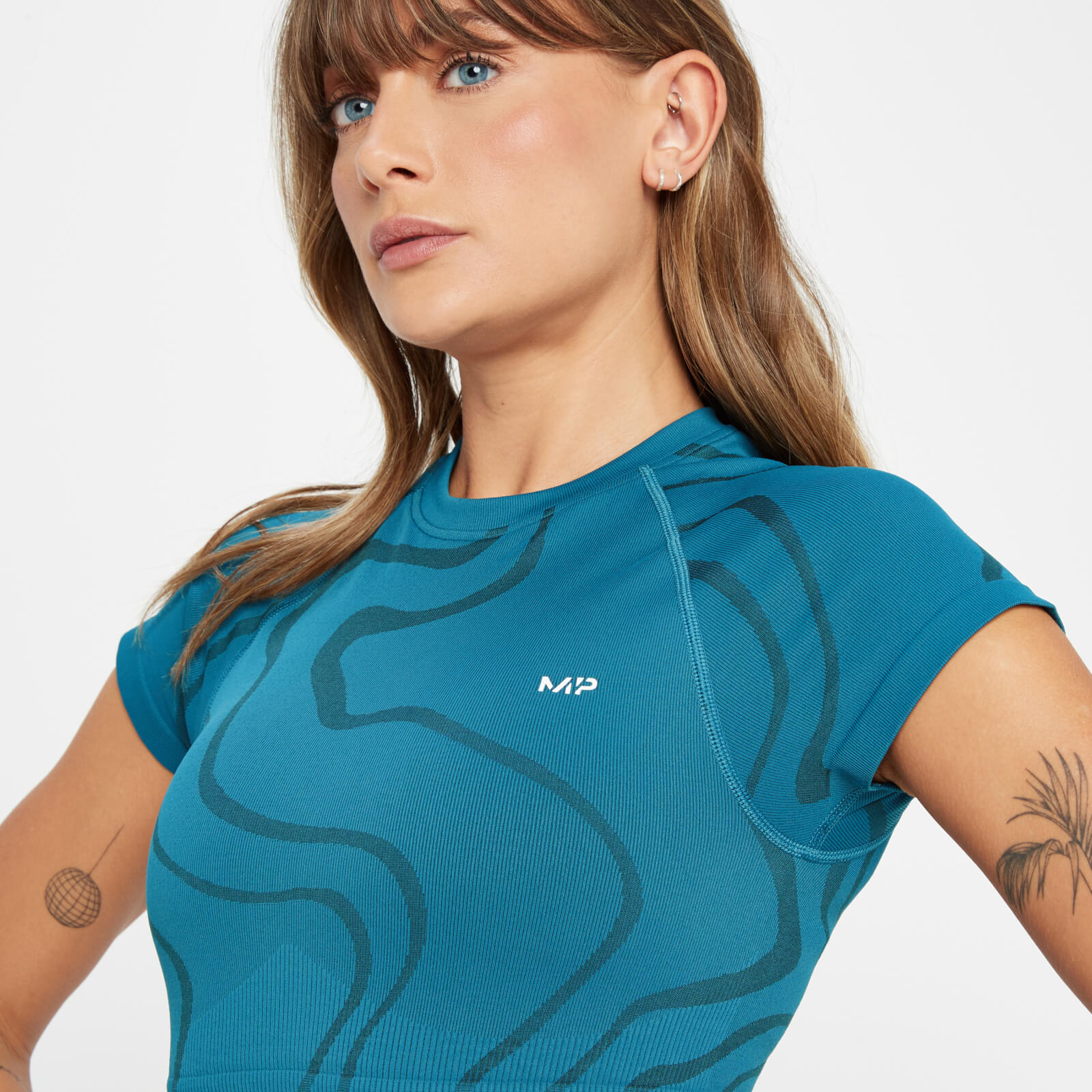 Crop top sans coutures MP Tempo Wave pour femmes – Bleu sarcelle