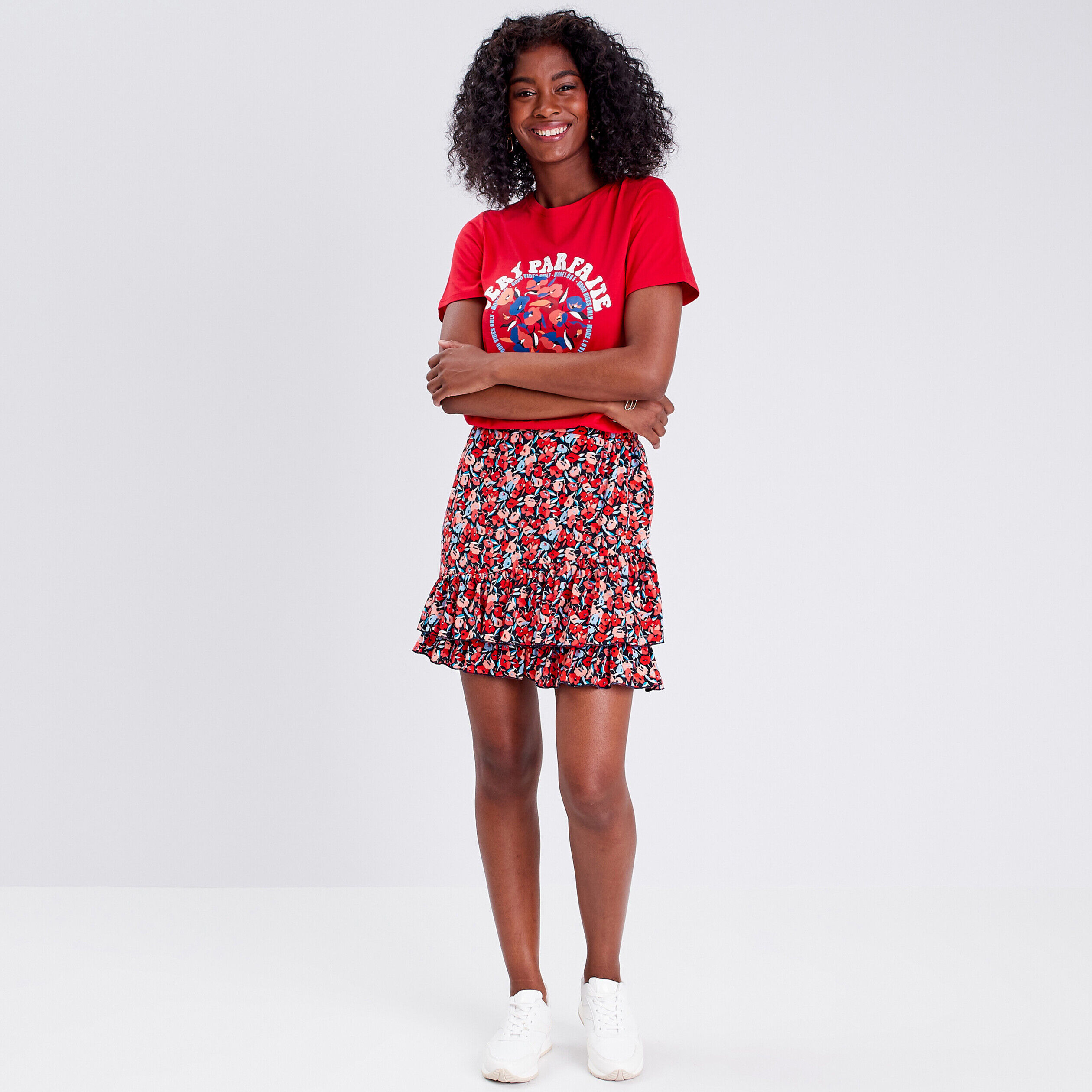 T-shirt manches courtes rouge femme | Cache Cache