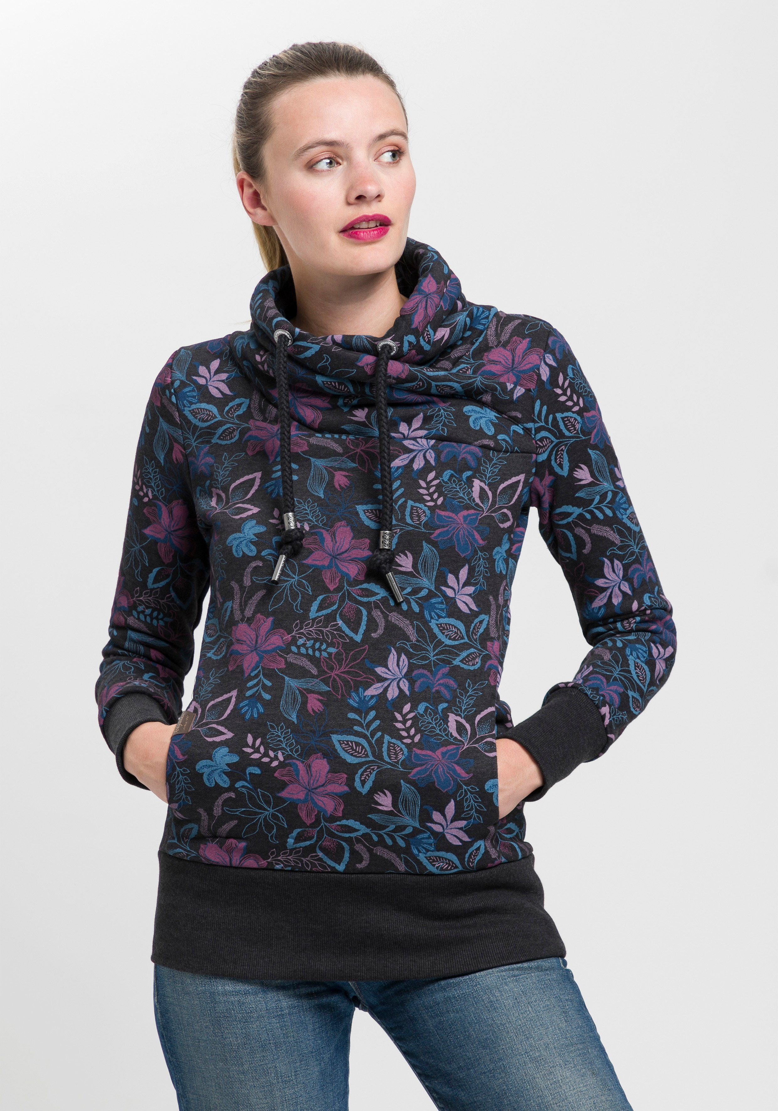 Ragwear Sweatshirt NESKA O Kapuzen-Sweater mit asymetrischem Schalkragen
