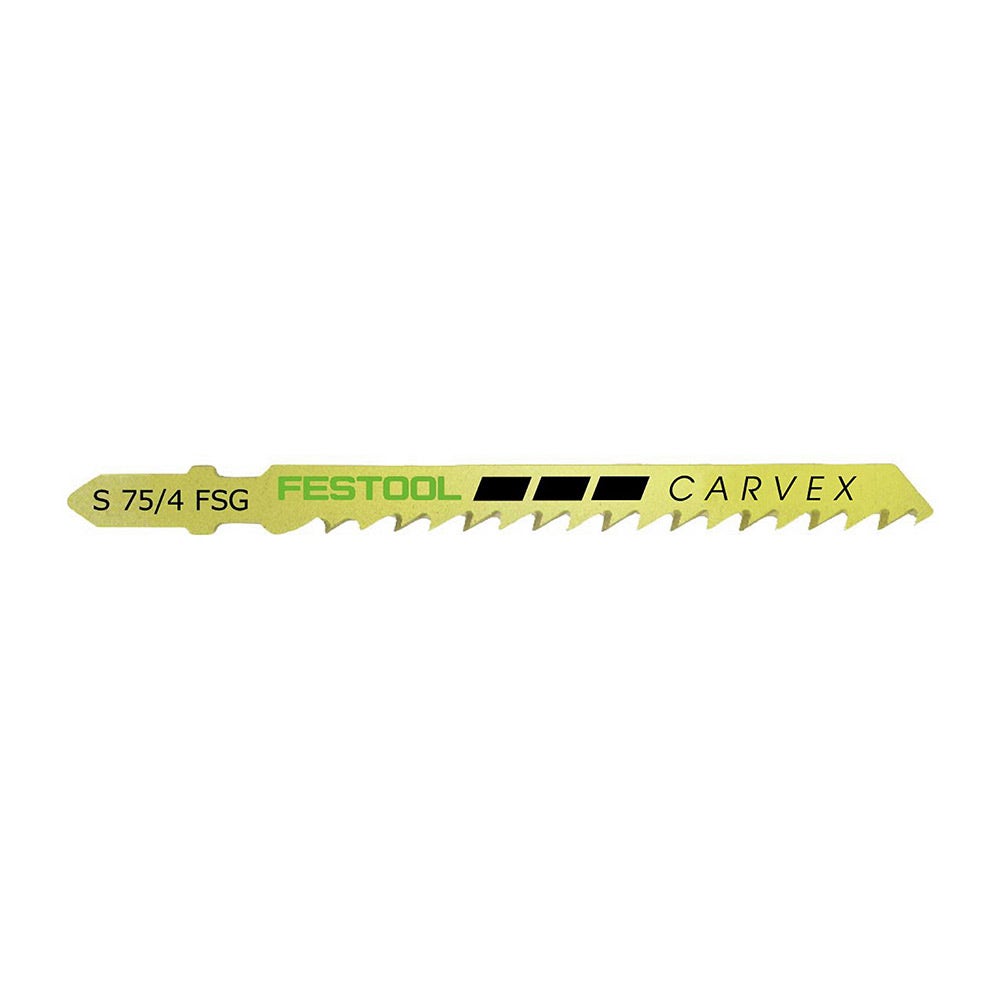 FESTOOL 75mm x 4mm T-Shank Jigsaw Blade for Wood Cutting - STRAIGHT - 20 Piece 204317