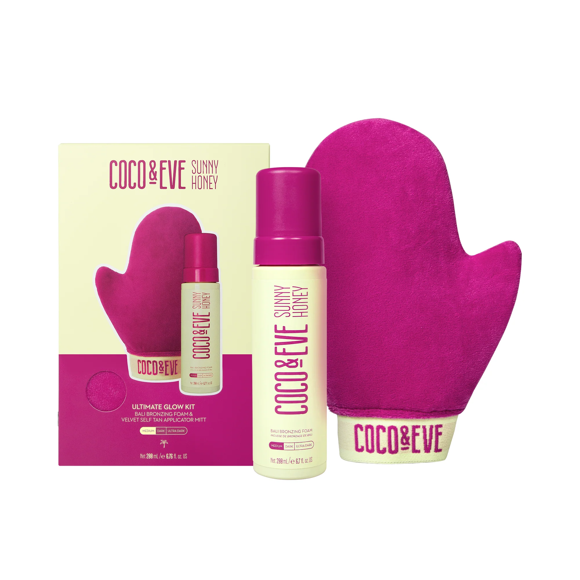 Sunny Honey Ultimate Glow Kit - Solplejesæt, Solplejesæt, Solplejesæt, Selvbruner Bodymousse, Bodysæt