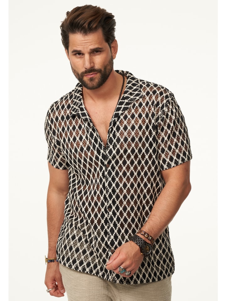 SOULSTAR Kurzarmhemd - im Vintage Summer-Look Kurzarm Strick Polo-Hemd T-Shirt in Black günstig kaufen