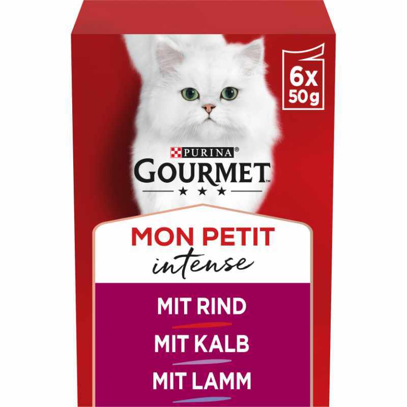 GOURMET Nassfutter GOURMET Mon Petit Intense 8x6x50g mit Rind, Kalb, Lamm