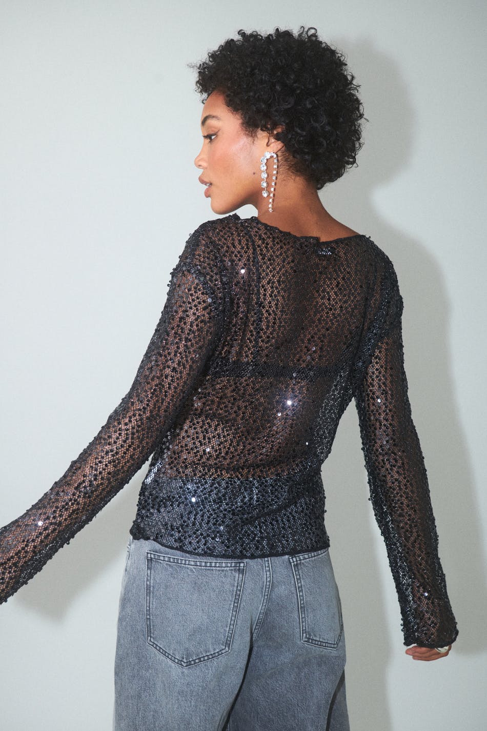 Sequin longlseeve top