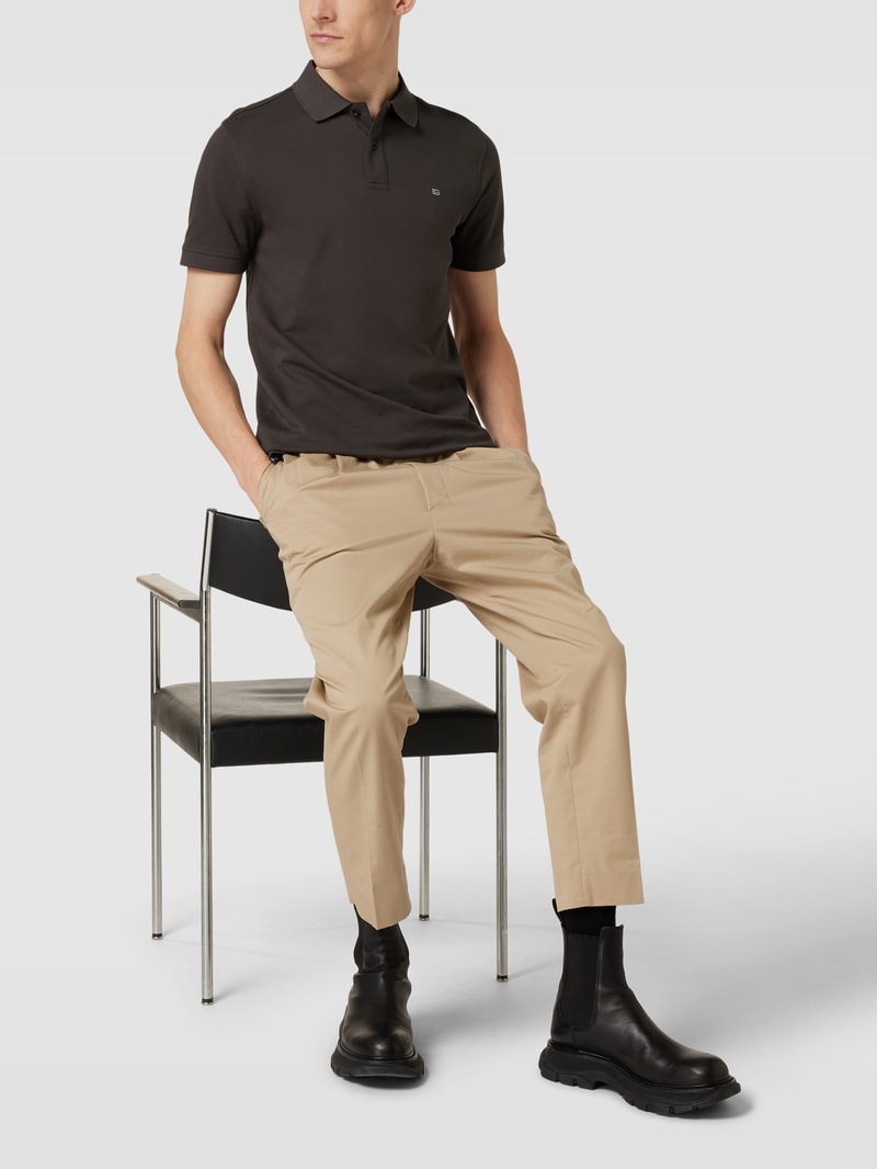 Poloshirt mit Label-Stitching in anthrazit