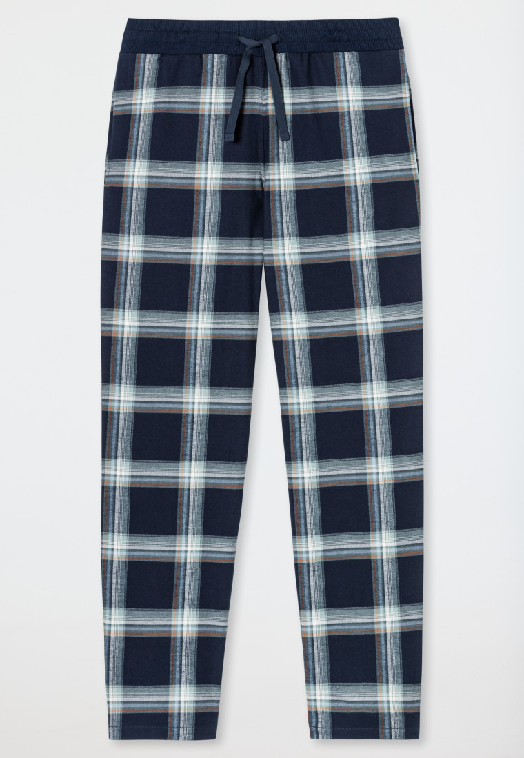 Hose lang Flanell Karos nachtblau - Mix+Relax