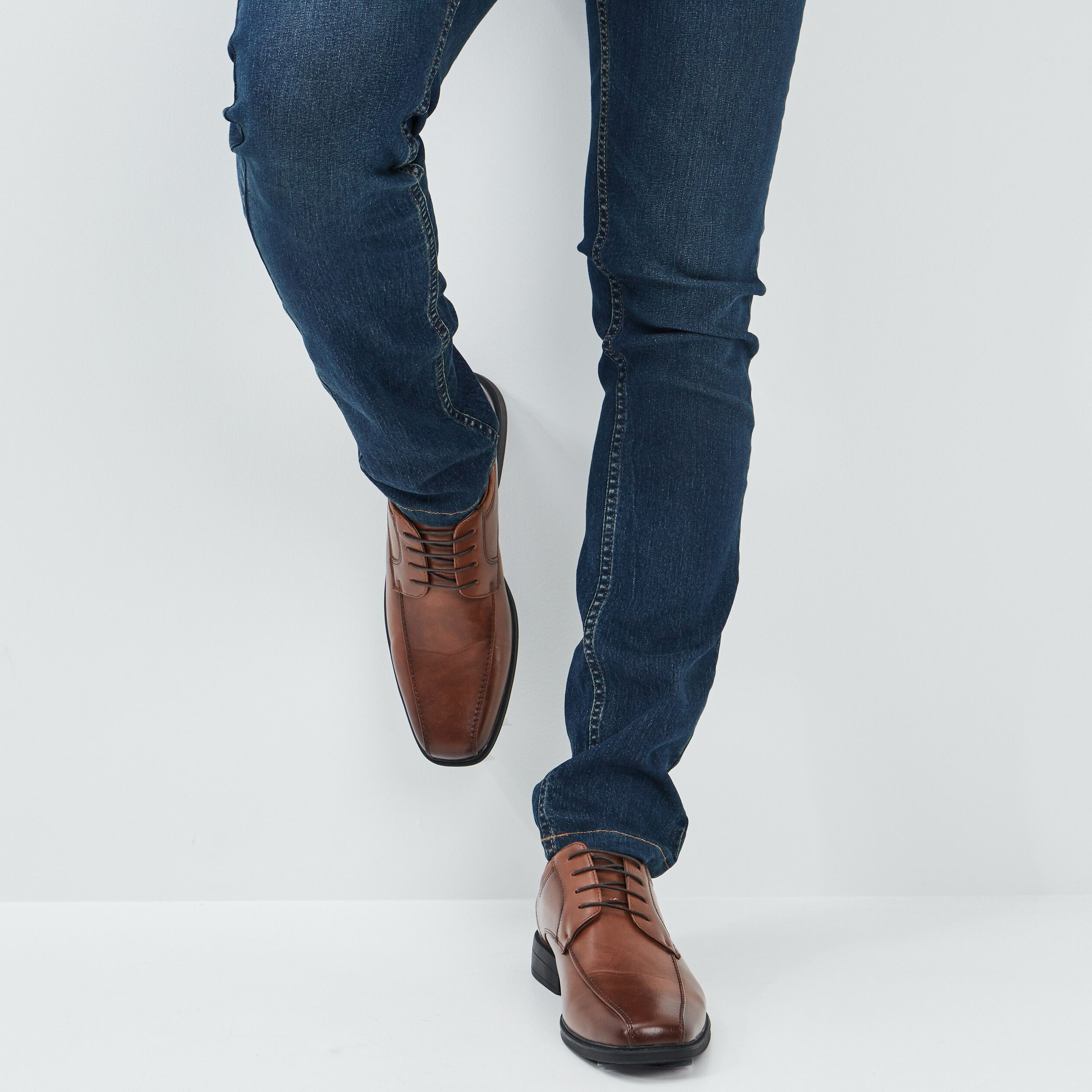 Derbies à lacets à bout carré marron homme | La Halle