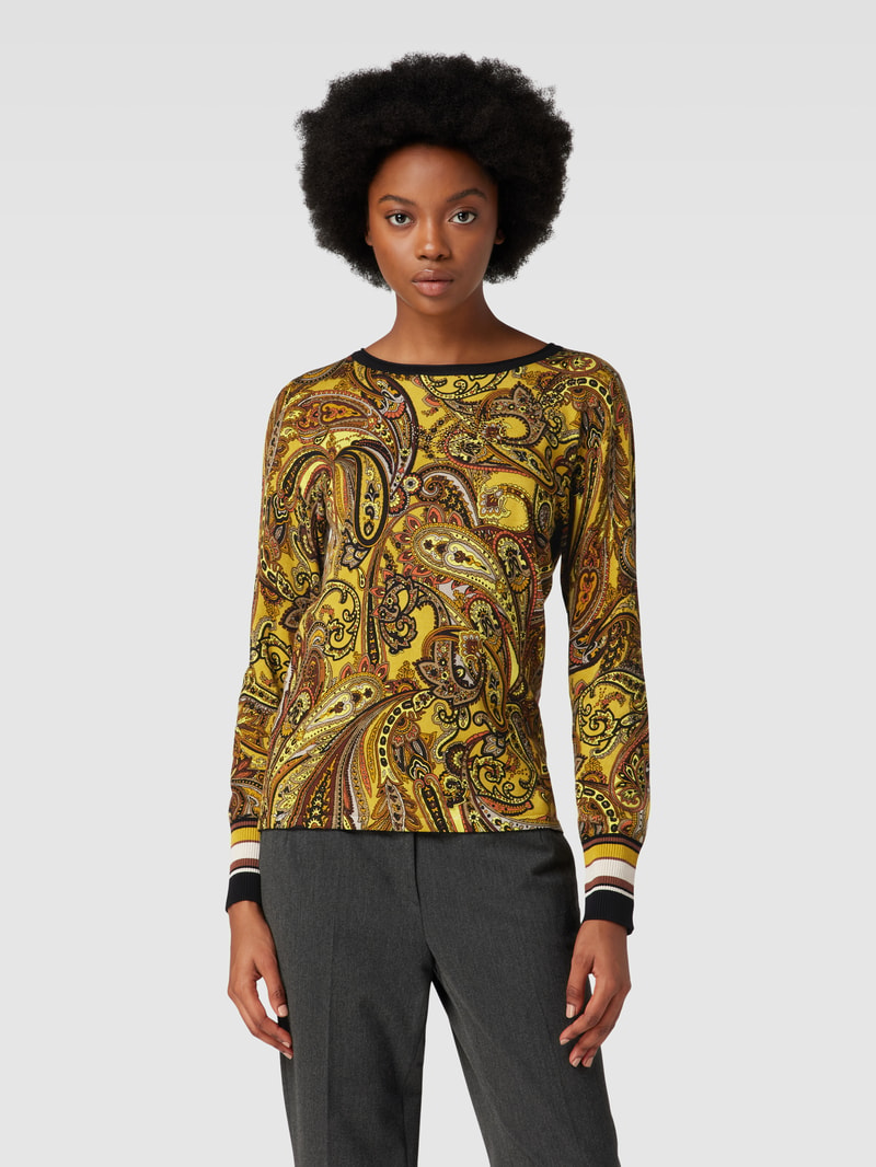 Strickpullover mit Paisley-Muster in senfgelb