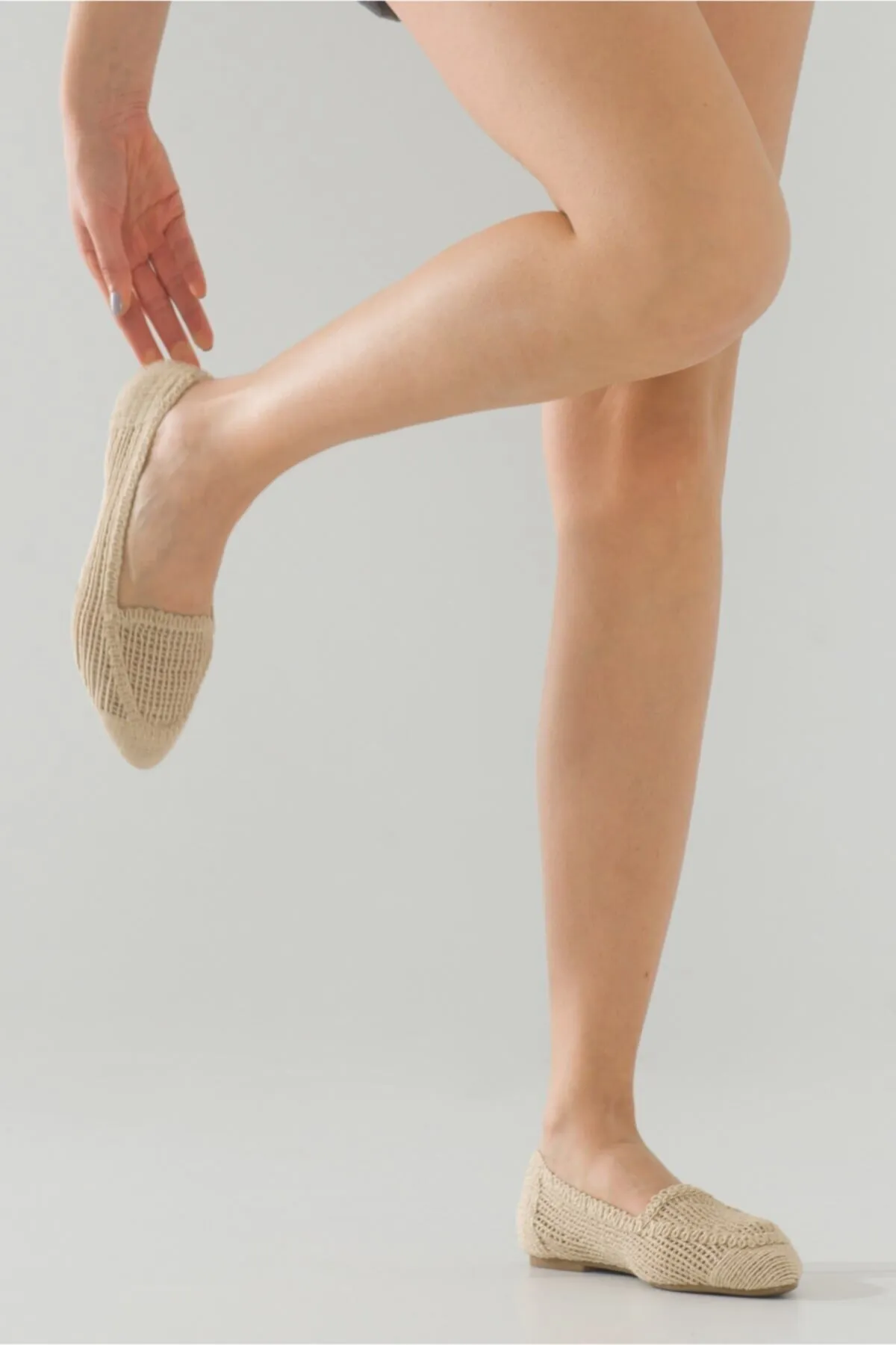 LuviShoes  Cremefarbene gestrickte Ballerinas für Damen