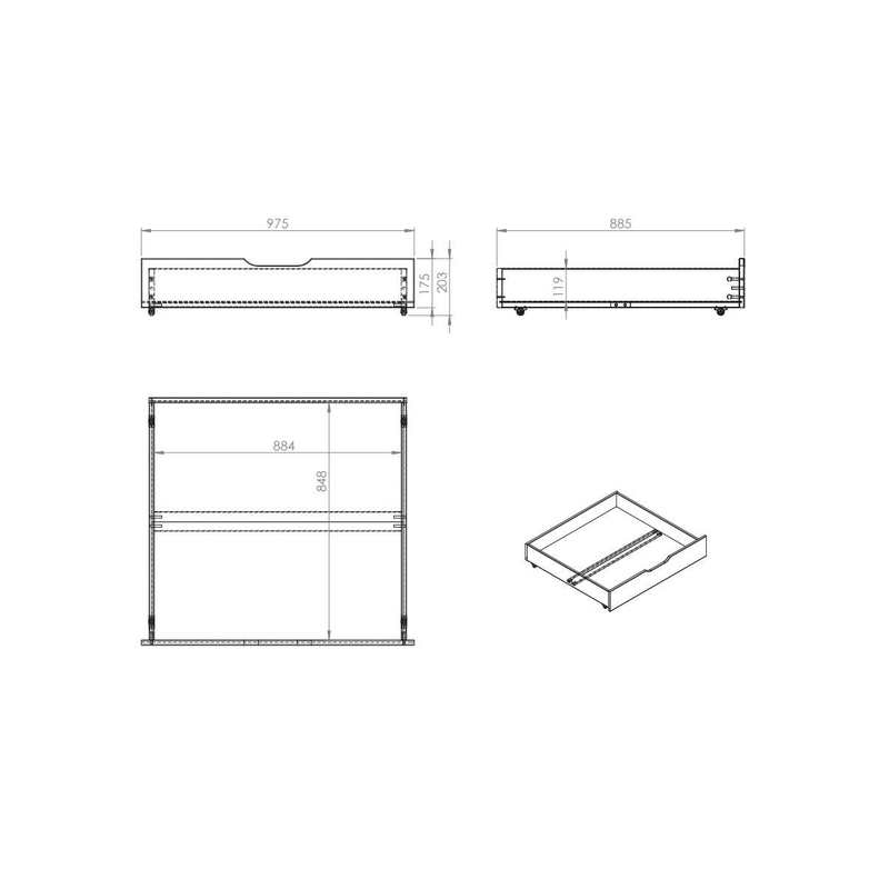 2 tiroirs de rangement pour lit Pino Vipack