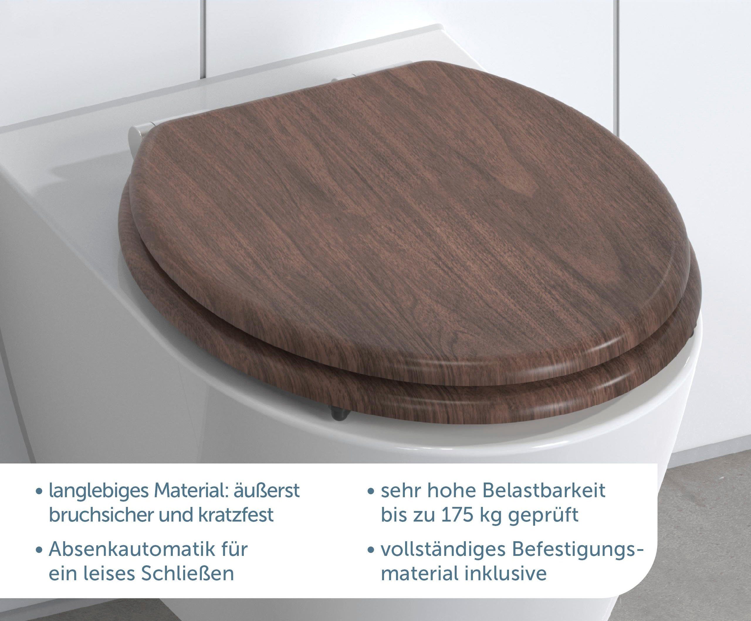 Schütte WC-Sitz DARK WOOD, mit Absenkautomatik und MDF-Holzkern