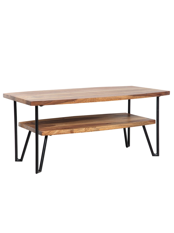 KADIMA DESIGN Couchtisch 90x50x40 cm Massivholz / Metall Sofatisch günstig kaufen onesize