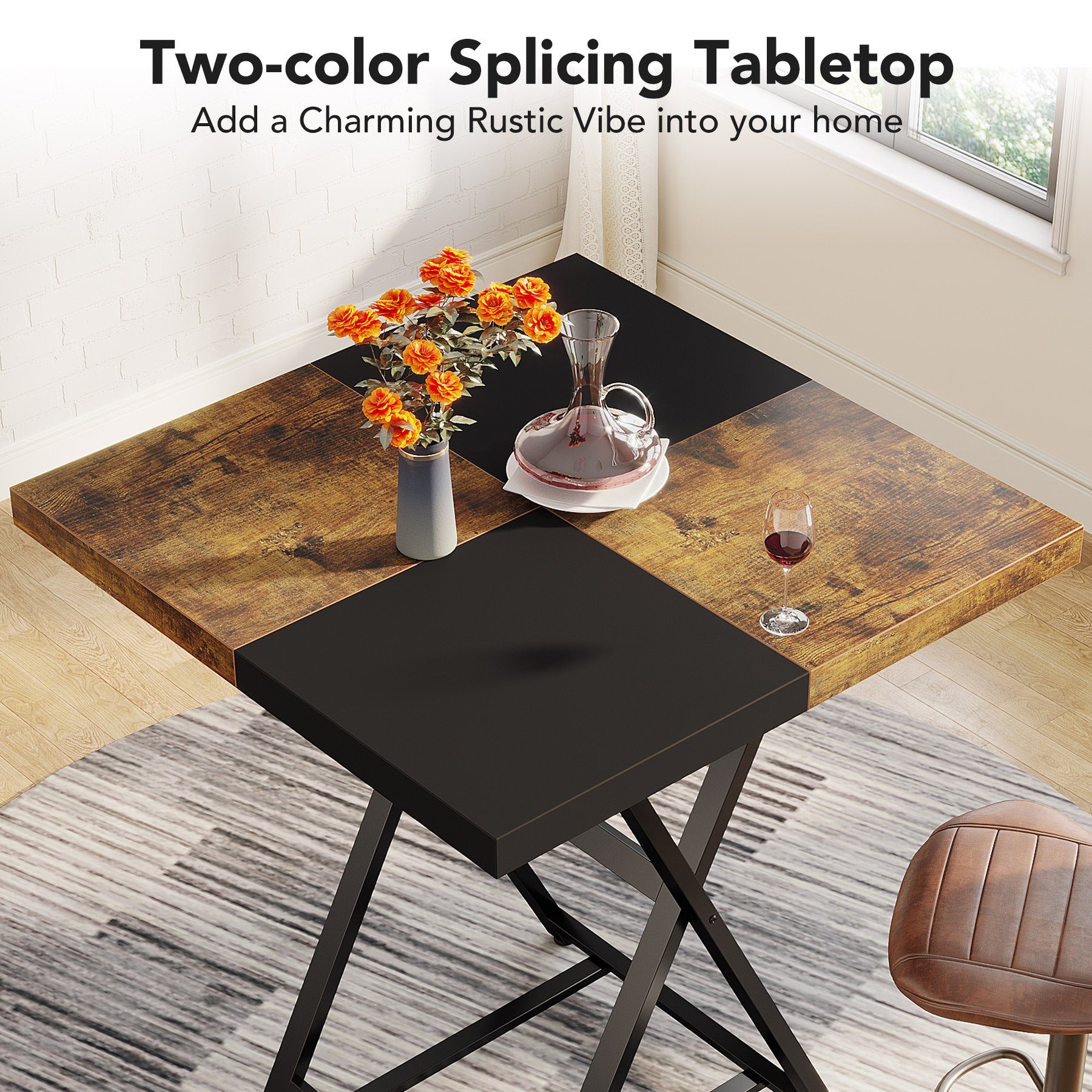 Tribesigns Bartisch Bartisch Küchentisch, Stehtisch, Esszimmer,50 x 50 x 105 cm