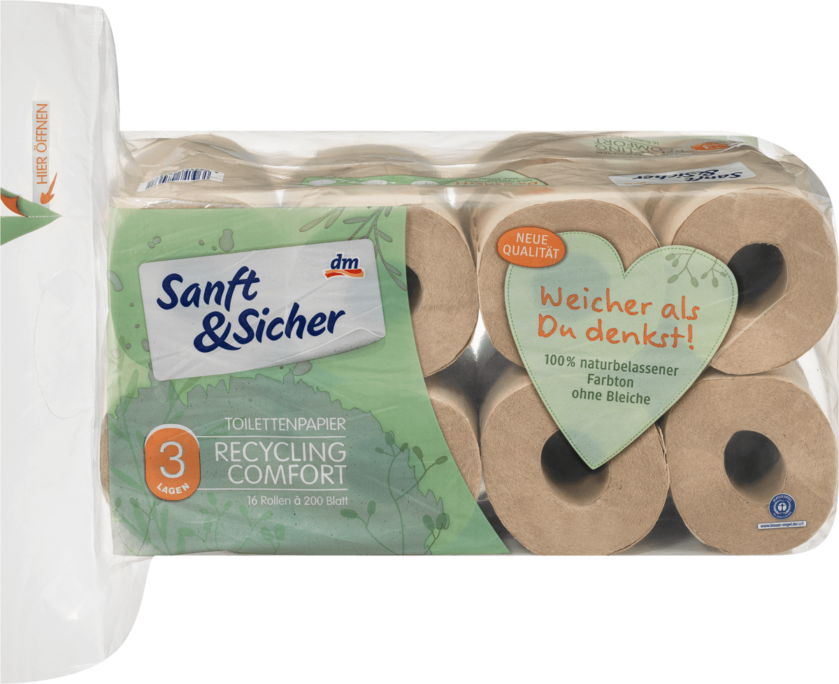 Toilettenpapier Recycling 3-lagig (16x200 Blatt), 16 St