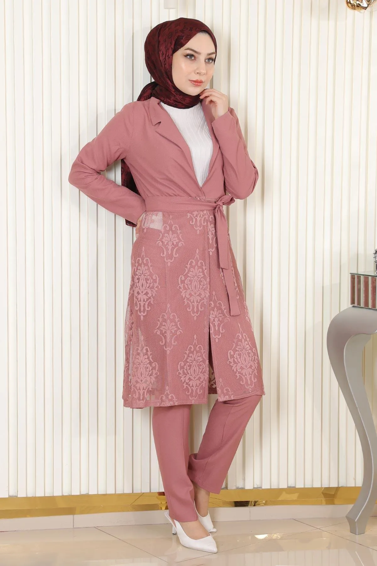 Modamihram  Spitzenanzug Dusty Rose 9331