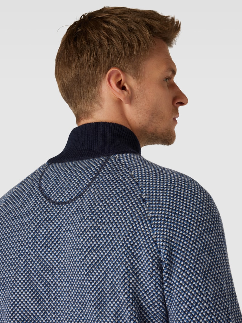 Strickjacke mit Stehkragen in marineblau