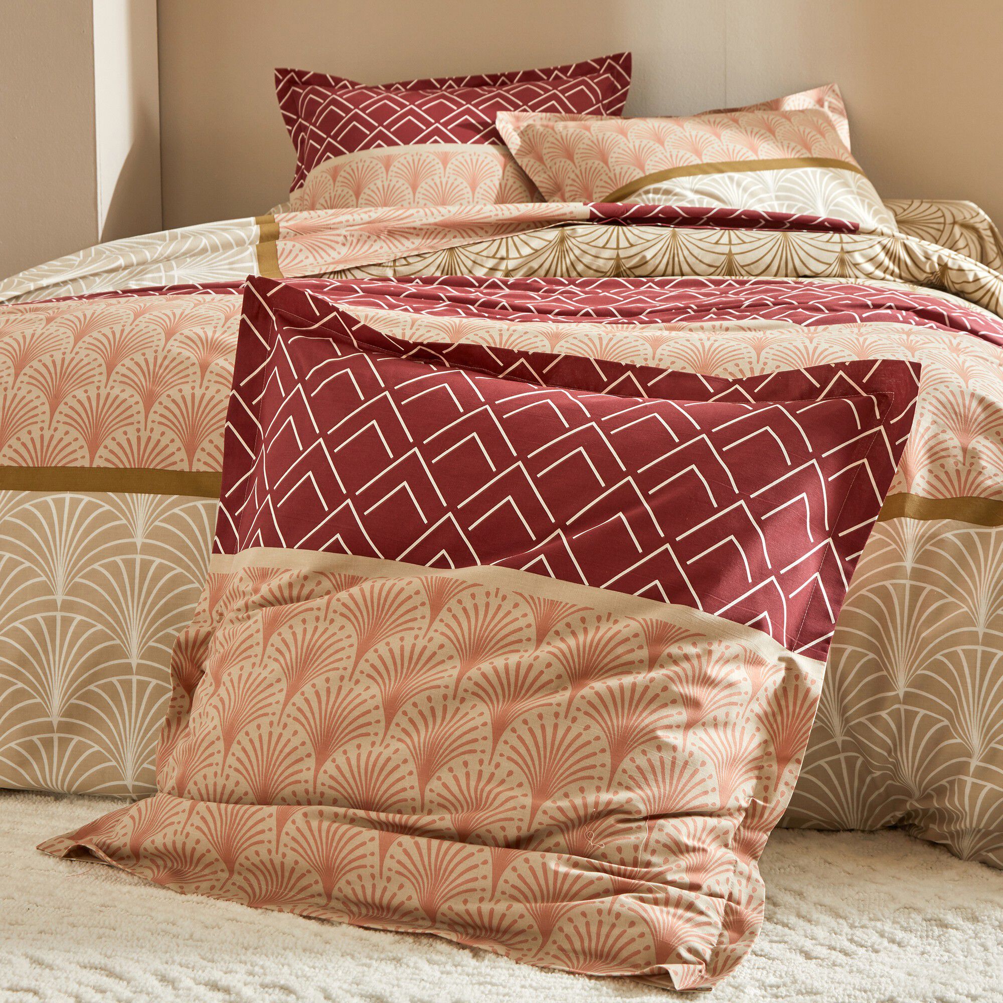 Linge de lit Eddy en coton à motifs graphiques