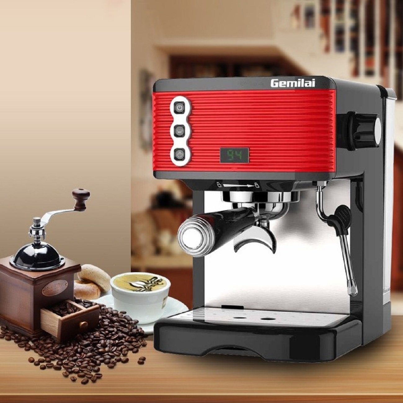 YOSHAN Espressomaschine Semi automatische Espresso Machine 3601 GM, Korbfilter Durchmesser 58mm