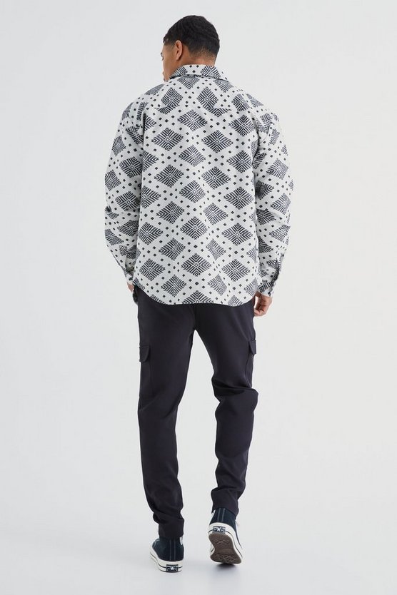 Langärmliges Oversize Jacquard Overshirt