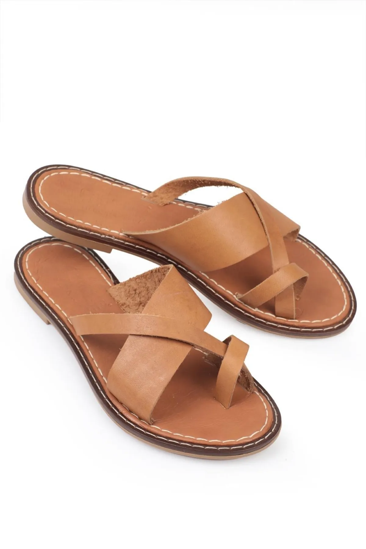 Capone Outfitters  Capone 888 Damen-Hausschuhe aus echtem Leder, Bodrum Tan