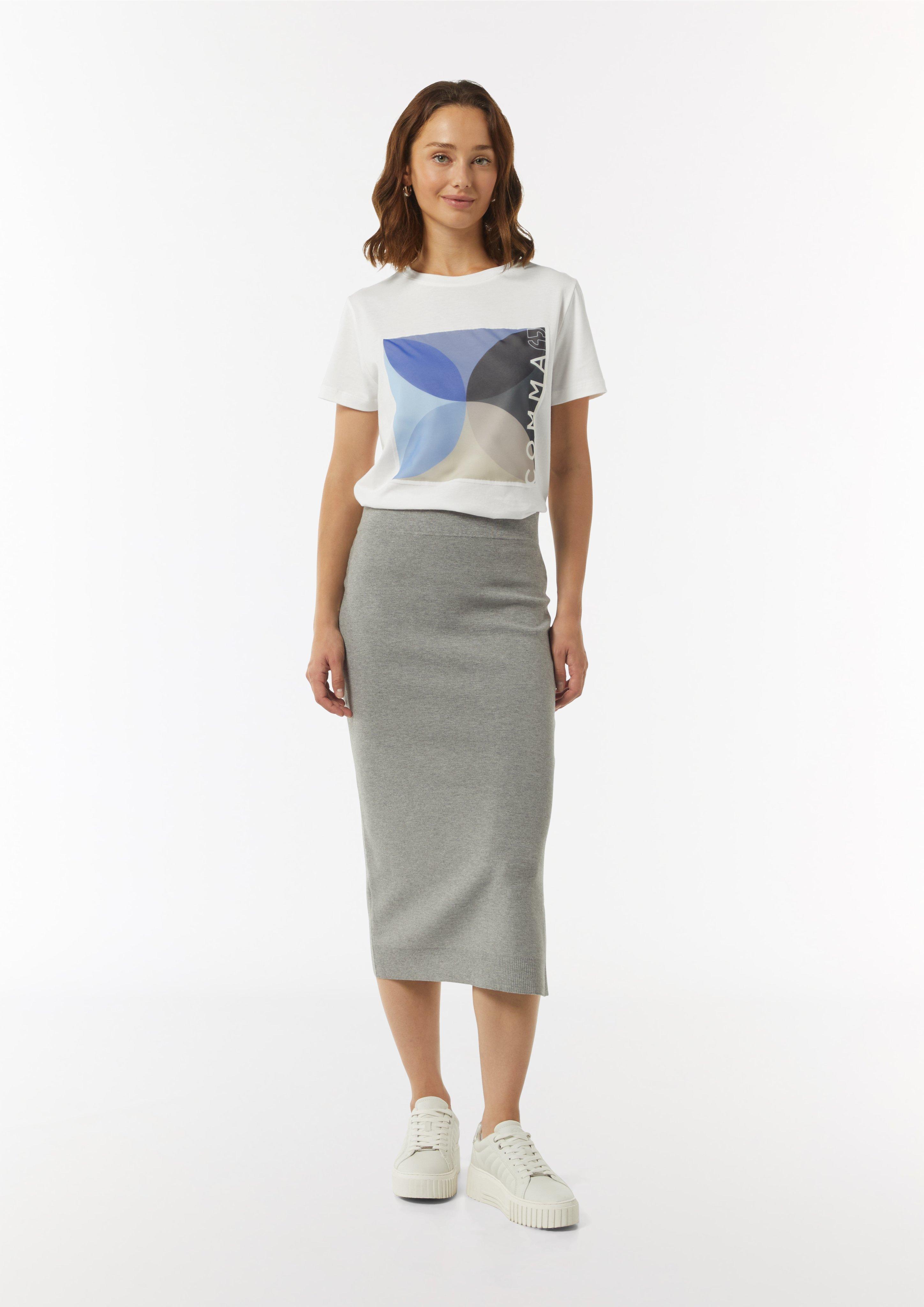 Modisches T-Shirt mit Frontprint - weiß